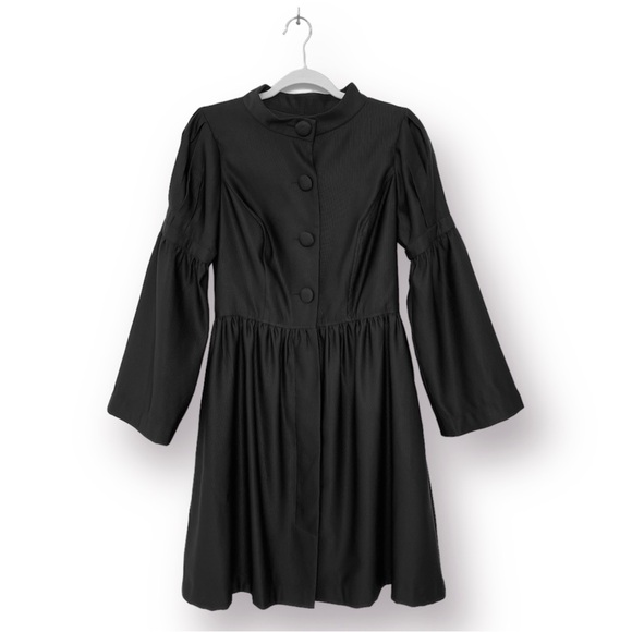 Oleg Cassini Cardigan Buttoned  Lined Trench Coat Dress Jacket Ribbed Satin - Picture 5 of 14